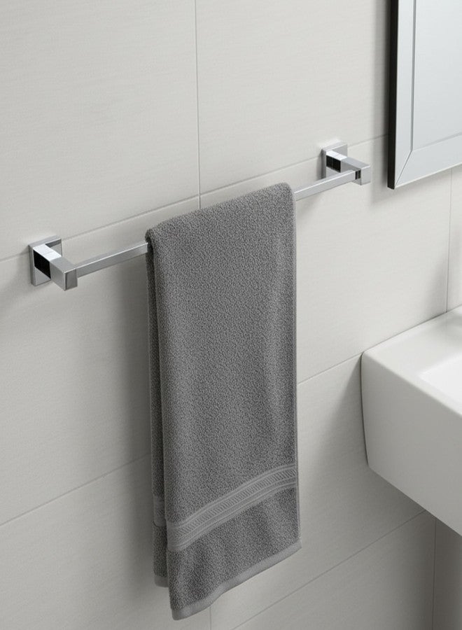 iBELL 60 cm (24-Inch) Towel Rod | Towel Rack for Bathroom | Towel Bar | Towel Hanger | Towel Stand | Bathroom Accessories - Square Design (Chrome Finish) - Image 5